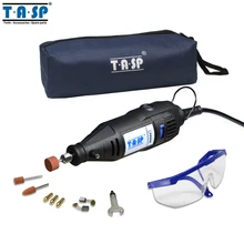 TASP 220V 130W Electric Mini Drill Grinder Rotary Engraver Tool Set with Safety Glasses and Accessories