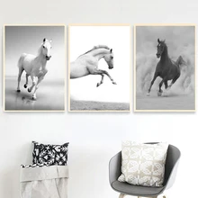 Run Black And White Horse Nordic Posters And Prints Wall Art Canvas Painting Wall Pictures For Living Room Bedroom Home Decor