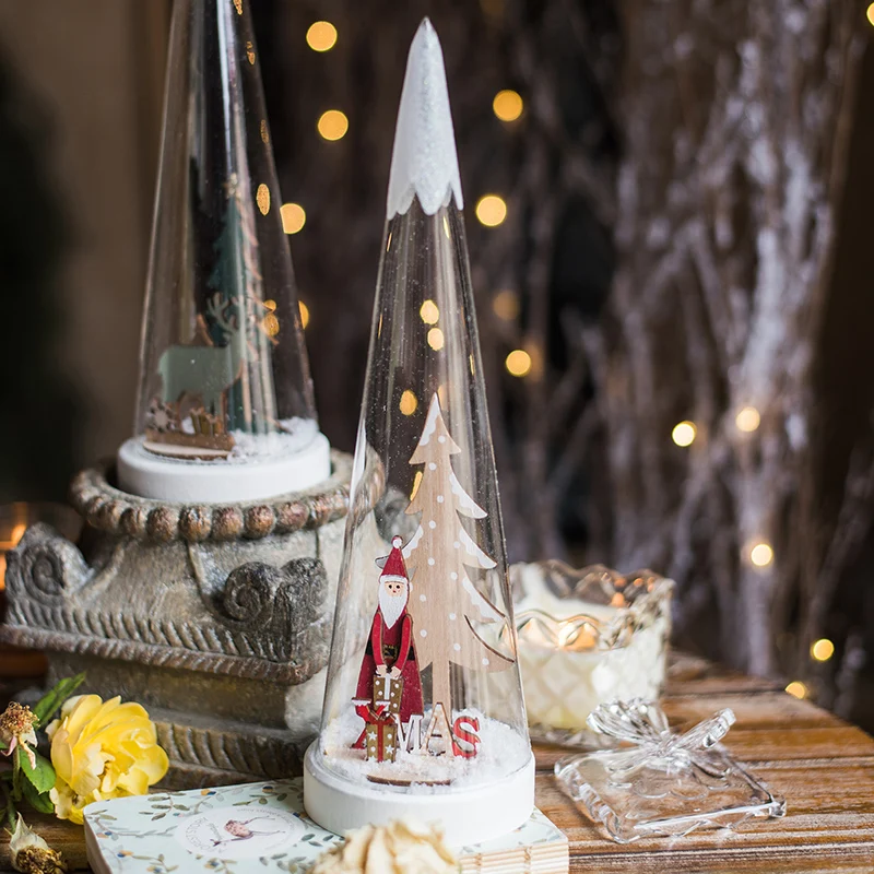 Рождественский снежок ночник декоративные украшения стеклянная крышка освещение олень Рождественская елка фестиваль светящаяся гирлянда
