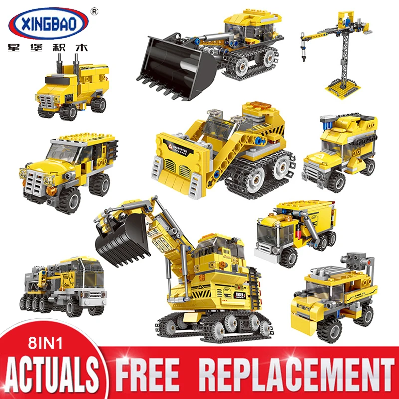 

XINGBAO Mini Blocks 8 IN 1 The Giant Excavator Model Compatible LegSet Technic Buidling Bricks Educational Toys Birthdays Gifts