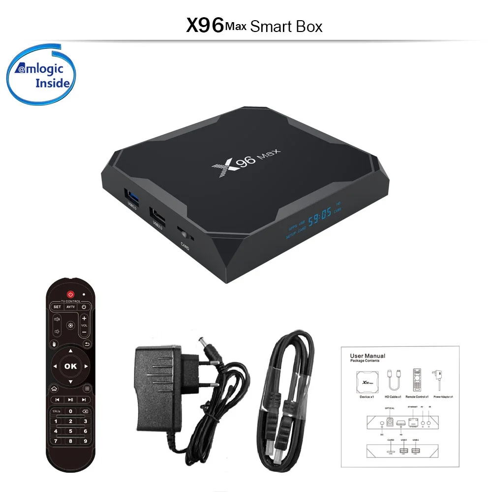 X96 Max Smart TV BOX Android 8,1 Amlogic S905X2 LPDDR4 Четырехъядерный 4 Гб 64 Гб 2,4G и 5 ГГц Wifi BT 1000M 4K X96Max ТВ-приставка