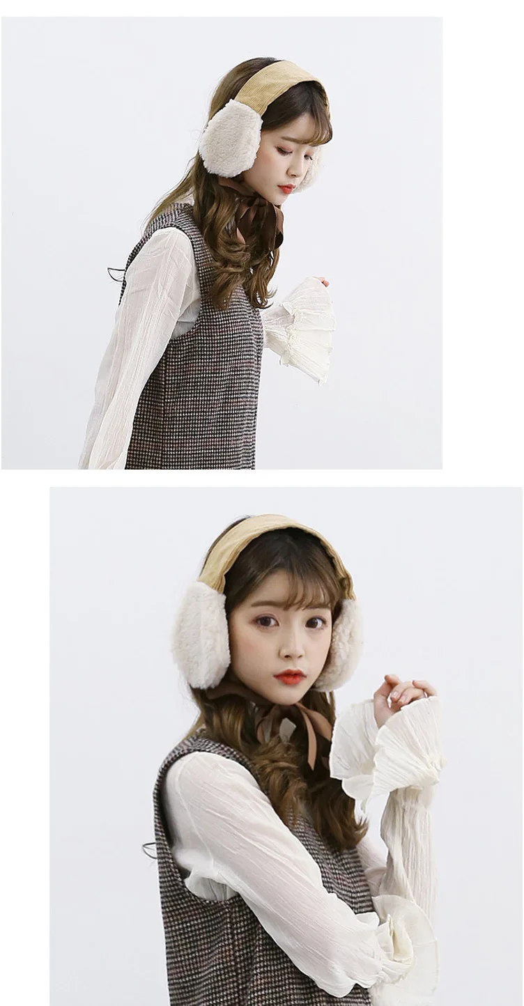 Зимние теплые наушники для женщин вельветовые Плюшевые ушные сумки Ins стиль мода лук ленты защита ушей для девочек Q893