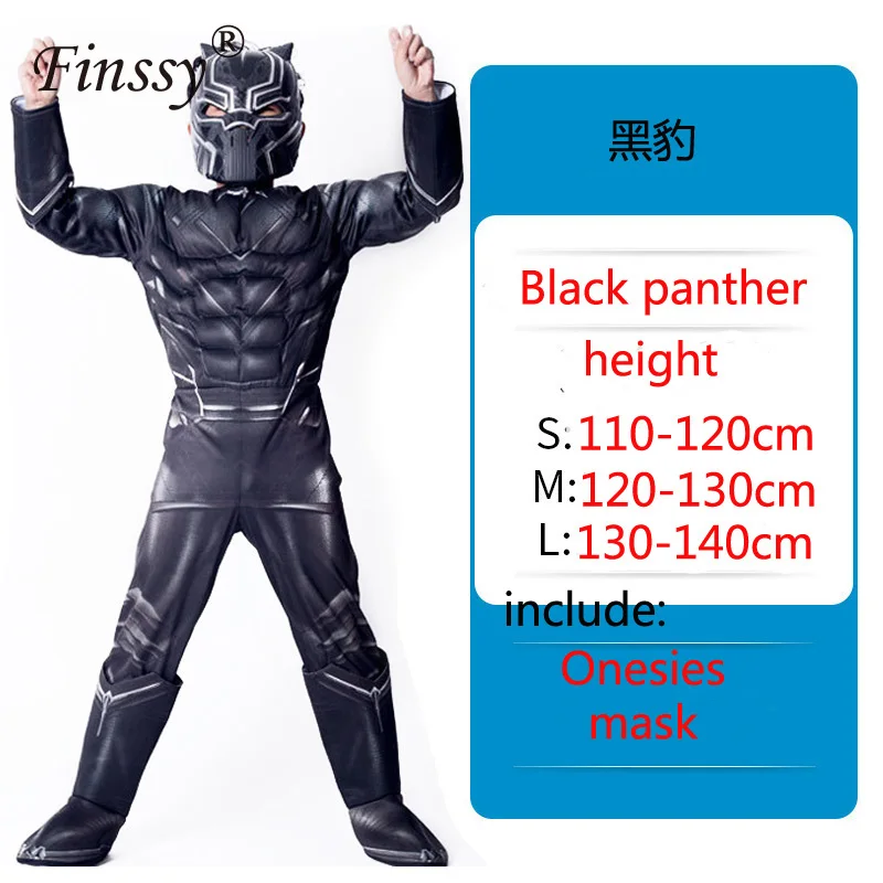 

Avengers Hero Black Panther Cosplay Onesies Halloween Carnival Masquerade Birthday Party Costume Gift for children