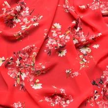 Новинка, шифоновая ткань высокого качества, летняя ткань с принтом, одежда высокого качества с большим красным цветком