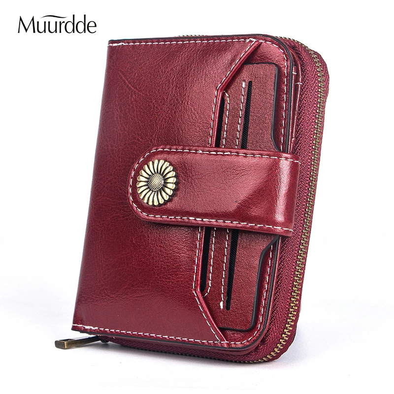 

2019 Women Coin Purse Small Wallet Female Genuine Leather Walet Portomonee Clamp for Money Bag for Girls Lady Zipper and Vallet