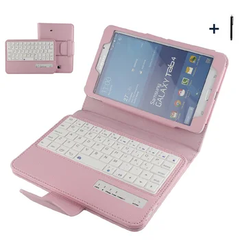 

Bluetooth Keyboard For Samsung Galaxy Tab 4 7.0 T230 Wireless Keyboard Case For Galaxy Tab 4 7.0 Tablet Flip Leather Cover +Pen