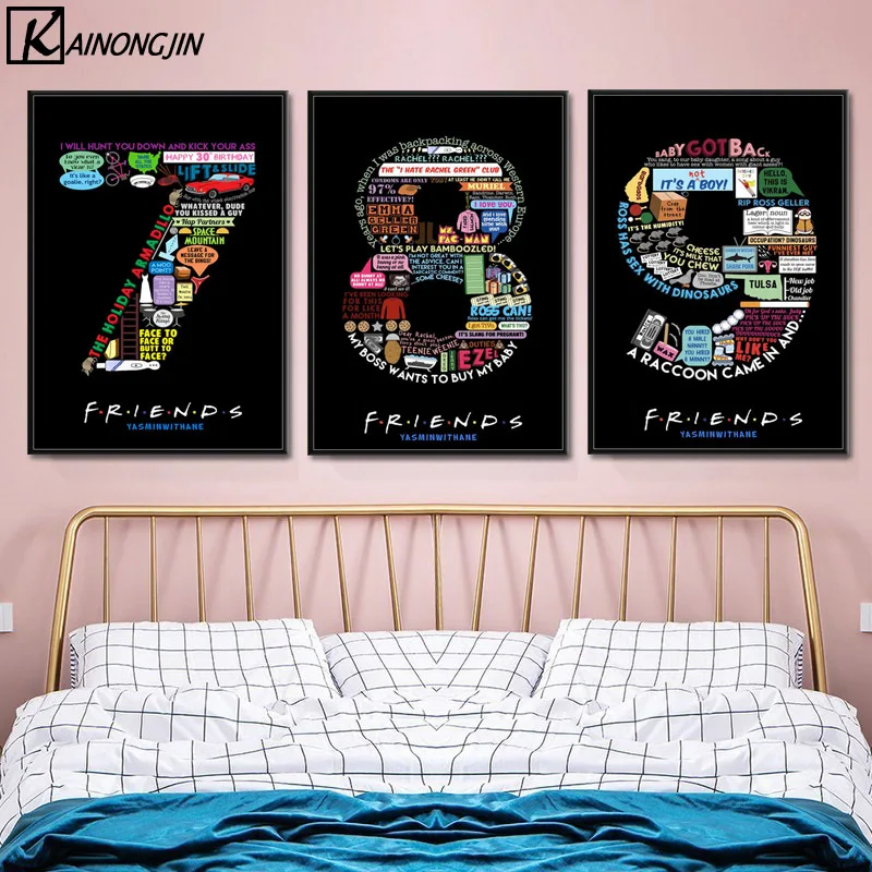

Poster Friends TV Show Classic Bar Mordern Number Quote Posters and Prints Canvas Painting Wall Art Picture Living Room Decor