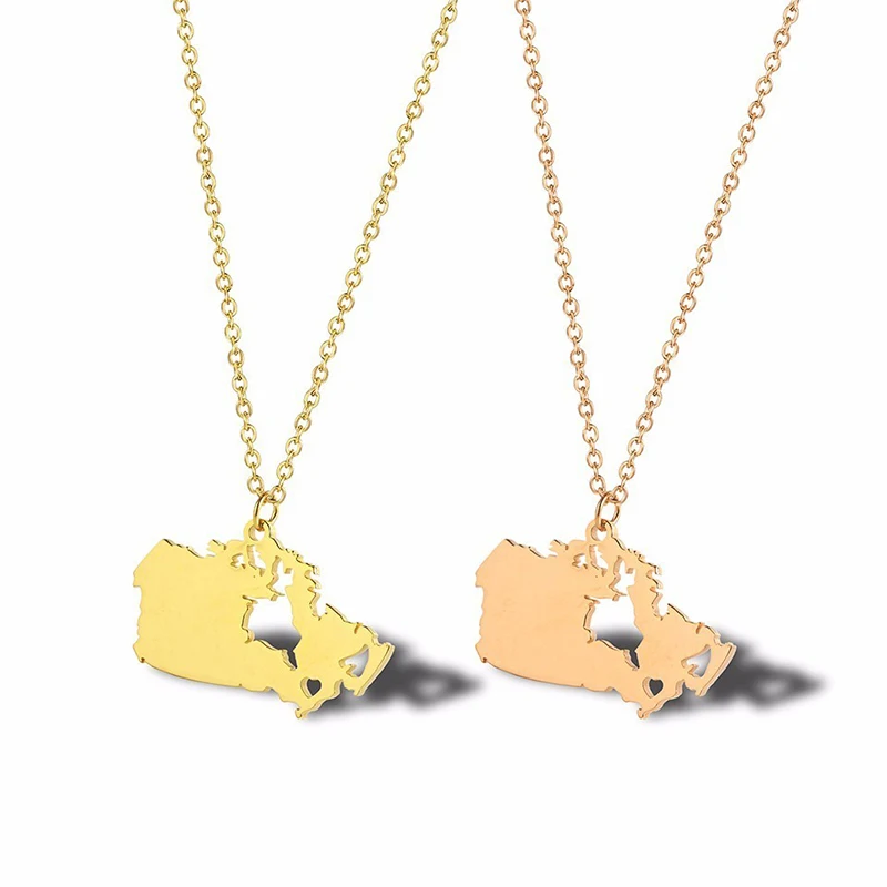 

Stainless Steel Canada Map Pendant Necklace Travel North America Jewelry For Men Women