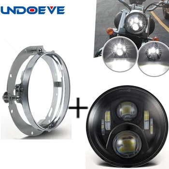 

7 inch LED Headlight+ 7'' Chrome Mounting Bracket for Motorcycles Street Glide Softail Slim