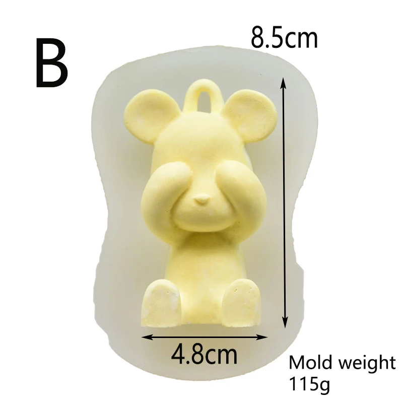 Счастливый медведь кулон силиконовые гипсовые формы пластырь для ароматерапии ремесла прекрасный медведь молд ручной работы - Цвет: B