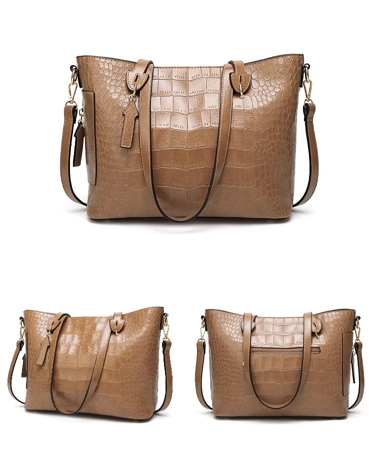 MJ Women Shoulder Bag Female Large PU Leather Women Handbag Crocodile Patterned Leather Tote Big Crossbody Handbag Messenger Bag (14)