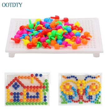 

1 Set Creative Mushroom Nails Blocks With Board Kit Educational kid DIY Toy Gift #330