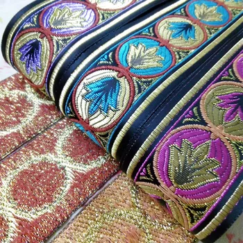 

45mm 4.5cm 1-7/8' Quality Purple Turquoise Pink Filigree Curtain Silky Ribbon Bedding Costume Laciness National Jacquard Webbing