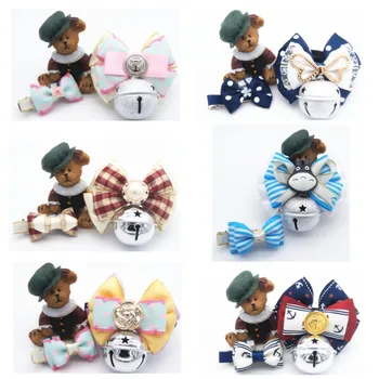 

New Cute Cloth Dog Collar Lovely Bowknot Necklace with Bell for Small and Meidum Dog Pet Supplies Accessories with 6 Colors