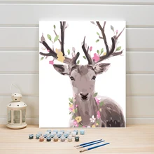 DIY Рисование по номерам картина масляными красками с животными олень настенные картины для гостиной дома фотообои один набор 40x50 см взрослые