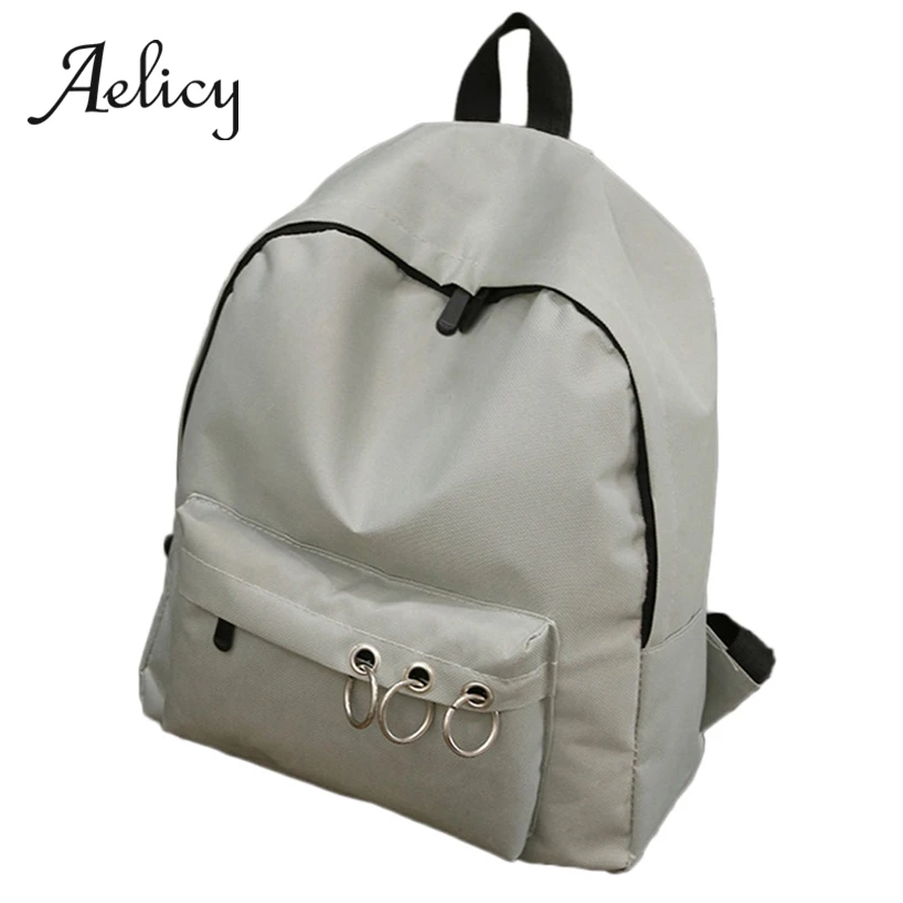 

Aelicy Students bags three rings School Book Bag Quality canvas Simple Small Backpack Women men Travel double Shoulder knapsack