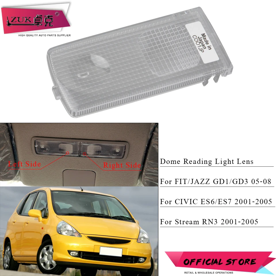 

ZUK Reading Light Cover Dome Map Lamp Lens For HONDA FIT JAZZ 2005 2006 2007 2008 CIVIC STREAM RN3 2001 2002 2003 2004 2005