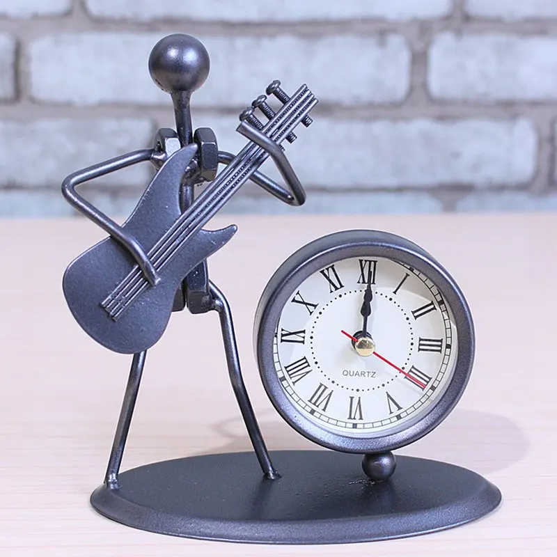 

A Lonely Busker Clock Iron Art Home Decor Creative Design Clock Can be Worked Normally Nice Decoration Craft For Bedroom & Study