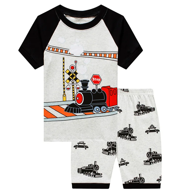 

Summer Kids Pajamas Cartoon Train Short-sleeved Pajamas Set Children's Boys Clothes