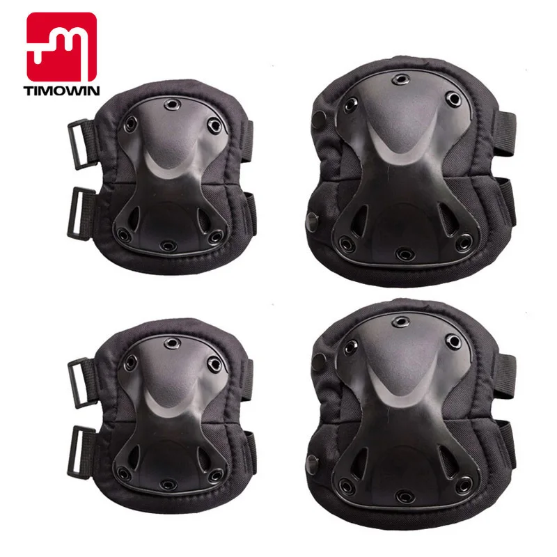 

Timowin 4 Pcs / Set Skateboard Longboard Skating Scooter Protector Knee Pads Knee Protector Elbow Guard Safety Set For Adult
