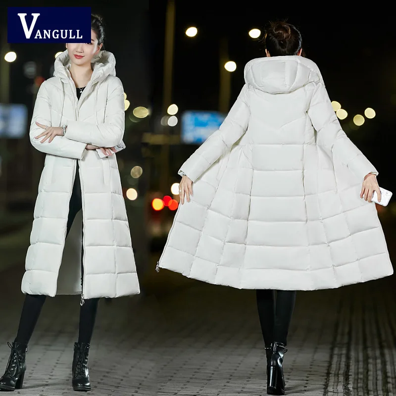 Женское зимнее теплое пальто с капюшоном размера плюс 6XL, приталенная Базовая куртка с хлопковой подкладкой, женская верхняя одежда средней длины, casaco feminina, новинка - Цвет: White