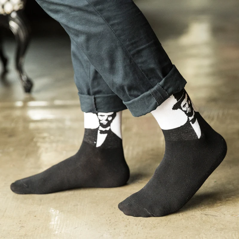 5 пар в наборе, носки Ван Гога, забавные хлопковые носки с рисунком джентльмена, крутые весенние носки по щиколотку, мужские носки, повседневные модные носки для мужчин