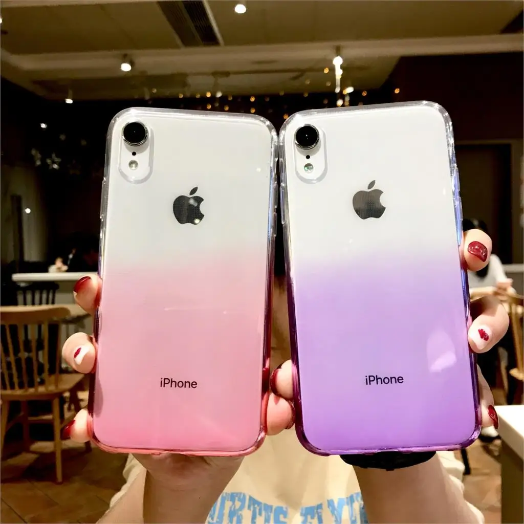 Ultra Slim Transparent Gradient Case For iphone XR SE 5 5S 6 6S 7 8 Plus X XS MAX Phone Cases Silicone TPU Soft Back Cover |