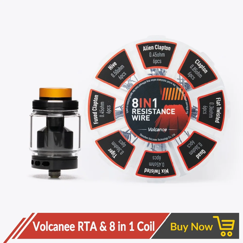Атомайзер Volcanee RTA с двойной катушкой 8 в 1 собранная катушка хлопковый вейп для