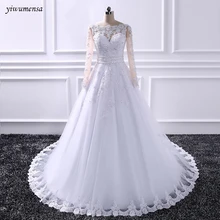 yiwumensa Skin Tulle Applique Wedding Dresses 2018 wedding Bridal gowns Beading waist with bow wedding dress vestidos de noiva