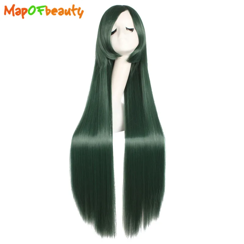 Женские Длинные прямые парики MapofBeauty темно зеленые термостойкие синтетические