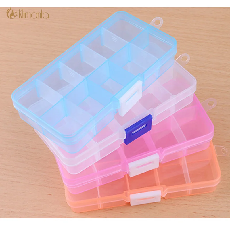 

1pcs Plastic Nail Decoration Storage Box 10 Grids Mini Jewelry Organizer Packing Container Case Nail Manicure Accessories Tools