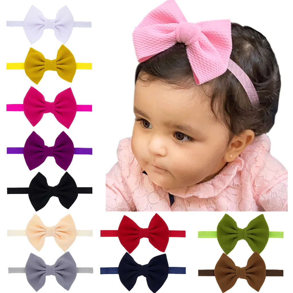 Милая Детская повязка на голову для девочек, повязка на голову с заячьими ушками и бантиком, головные уборы для маленьких девочек