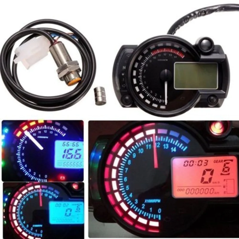 Goedkoop Gratis Verzending 2016 2017 15000 Rpm Moderne RX2N Soortgelijke Lcd Digitale Motorcycle Kilometerstand Snelheidsmeter Verstelbare Max 299 Km h Meter