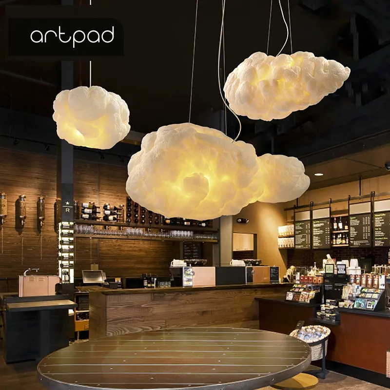Skup Artpad kreatywna biała chmura lampa wisząca AC110V 220V jedwabna bawełna E27 LED klatka schodowa wisiorek światła do kawiarni dzieci dzieci
