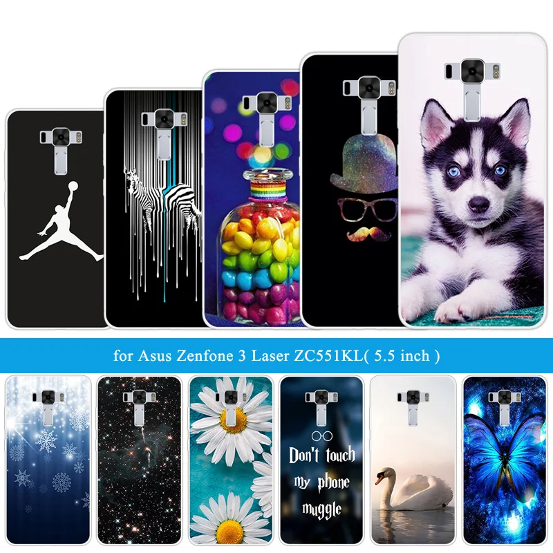 

For Asus ZC551KL ZenFone 3 Laser Soft Cover Ultrathin TPU Gel Case 5.5" for Asus ZenFone3 Laser ZC551KL Funny Cat Phone Cases