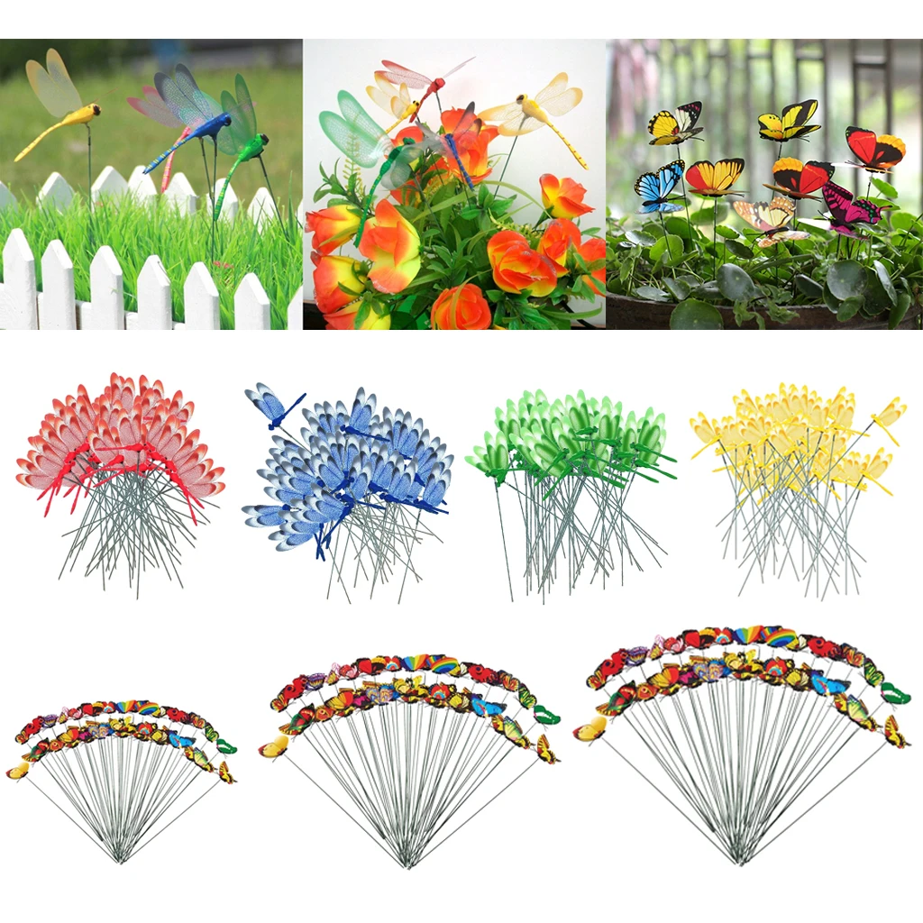 Letrero De Jardín De Hadas Mini – Bienvenida Con Libélula Y Flores, Estaca De Resina Para Maceta