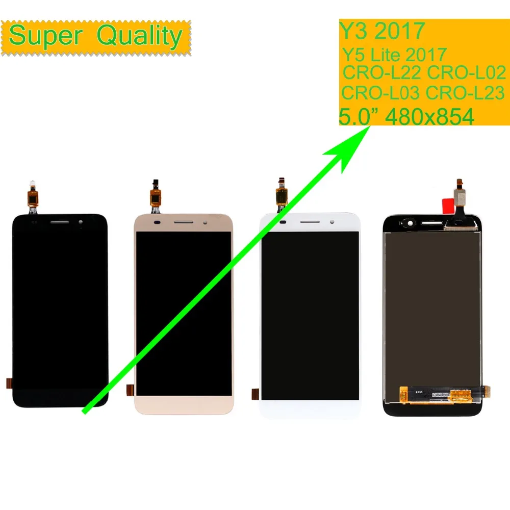 Najtaniej Oryginał dla Huawei Y3 2017 CRO L02 CRO L22 CRO L03 CRO L23 wyświetlacz LCD zespół ekranu dotykowego Y5 Lite 2017 LCD ekran dotykowy