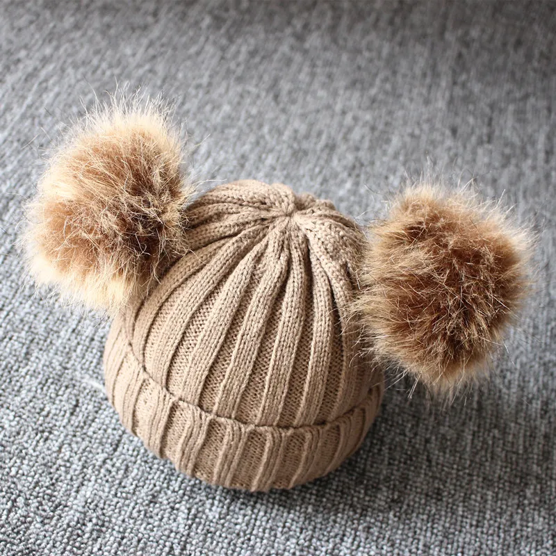 New Fashion Cute Newborn Baby Kids Girls Boys Winter Warm Knit Hat Pompom Ball Beanie Cap