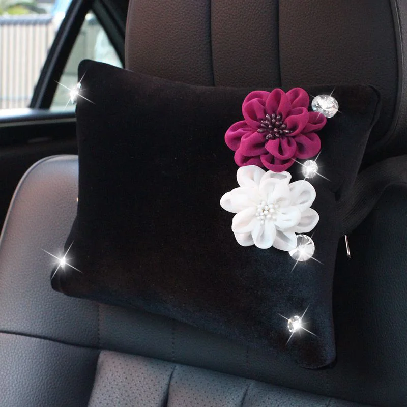 Roses-Flower-Car-Interior-Deco-Crystal-Plush-Car-Steering-Wheel-Cover-Seat-Belt-Gear-Shift-Set-Auto-Accessories-for-3
