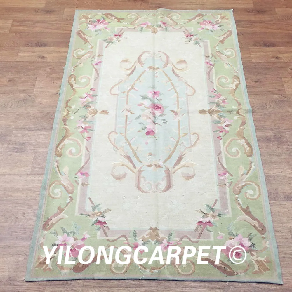 Yilong 3'x5' luxury cusomized french handmade wool small aubusson carpet and rug (Au02-3x5) | Дом и сад