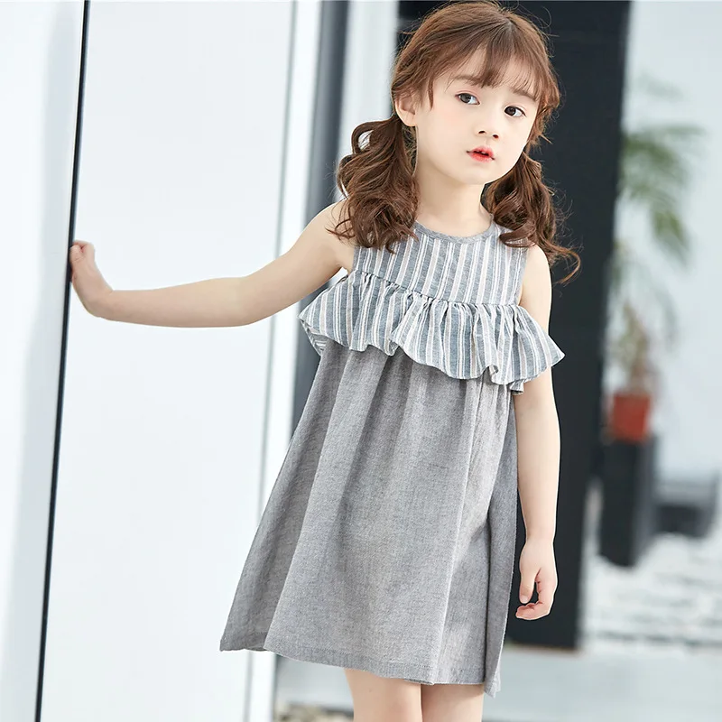 

2019 Summer Girls Dresses High Quality 100% Cotton Sleeveless Dress Kids Dresses For Girls Princess Dress Children Clothing