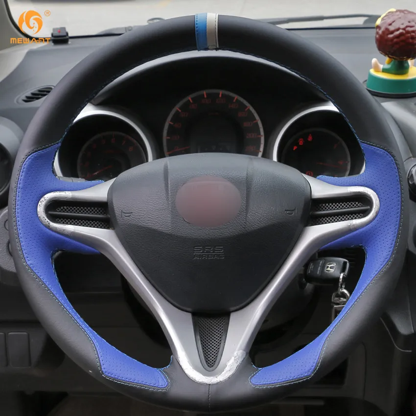 MEWANT Черный Синий кожаный чехол для рулевого колеса автомобиля Honda Fit 2009-2013 городской Джаз/Honda Insight 2010- аксессуары Запчасти