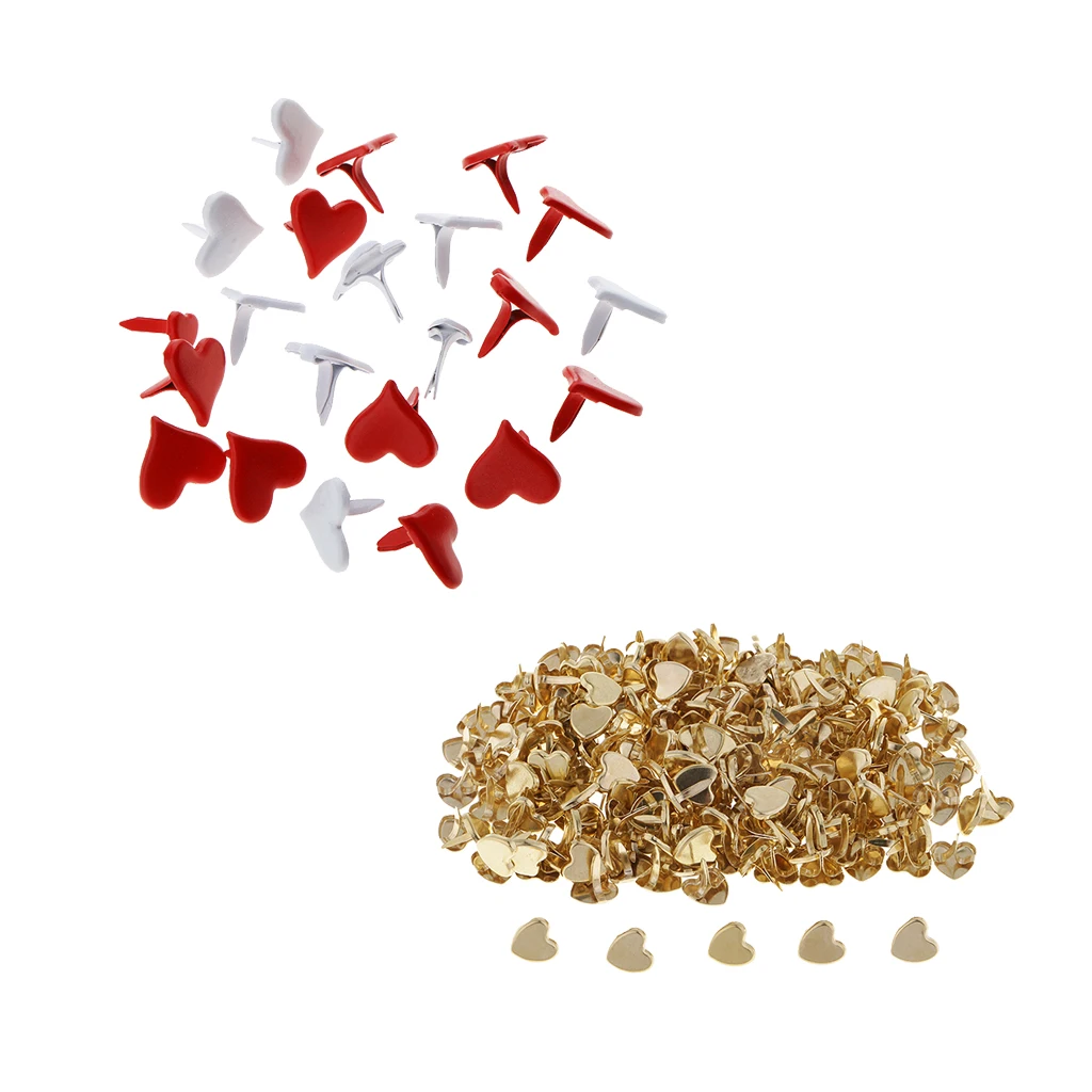 00 Pcs 9/11mm Assorted Mini Paper Fasteners Heart Love Shape Metal Iron Brads Scrapbooking Brads Embellishments DIY Card Making