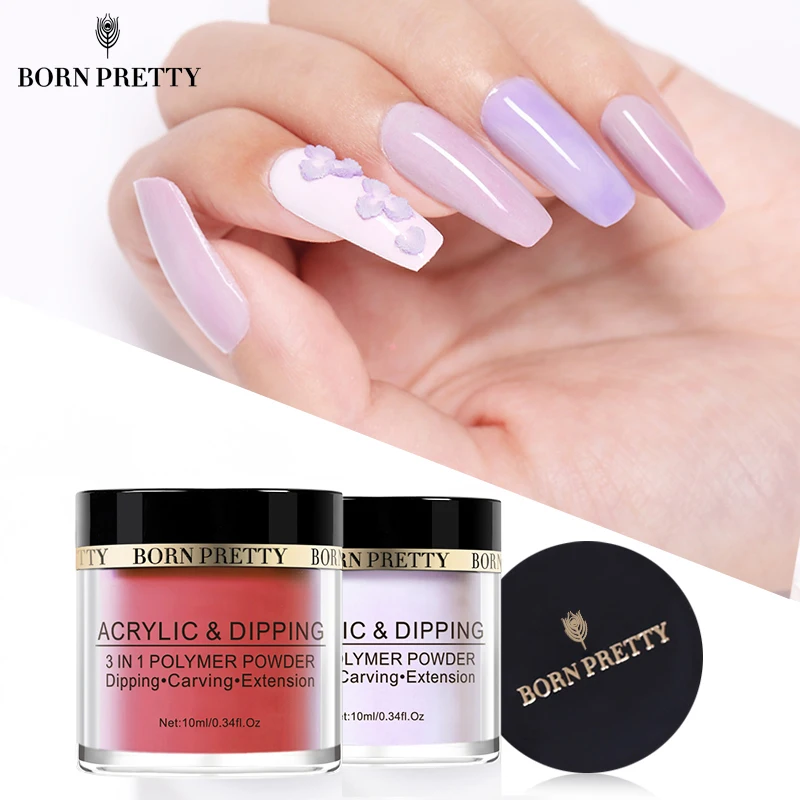 

BORN PRETTY 3 in 1 Acrylic Dipping Nail Powders Pink Carving Extension Polymer Gradient French Nail Art Decorations