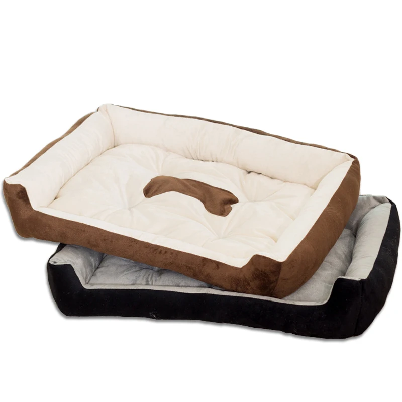 Black/Brown Rectangular Pet Beds For Small Dogs Cozy Warm Soft Kennels
