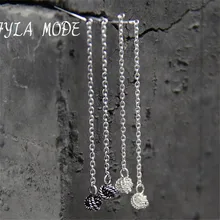 Fyla Mode Statement Real Silver Long Earrings For Women Dangle Hanging Earring 925 Sterling-Silver Luxury Fine Jewelry bijouteri