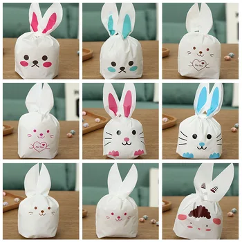 

250 X Large Size Cute Rabbit Long Ear Candy Bags Bunny Biscuit Packaging Supplies Small Snack Bag Wedding Party Decorations
