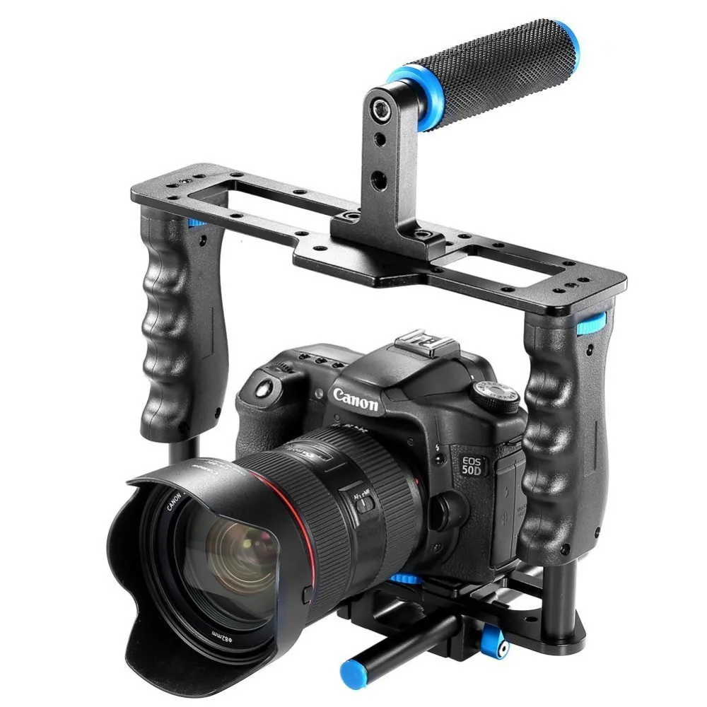  Neewer Aluminum Alloy Camera Video Cage Film Movie Making Kit:Video Cage+Handle Grip+Rod for Canon5