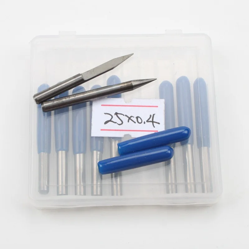 

10PCS 0.4mm X 25 Degree Flat bottom Engraving bits CNC Router PCB Wood