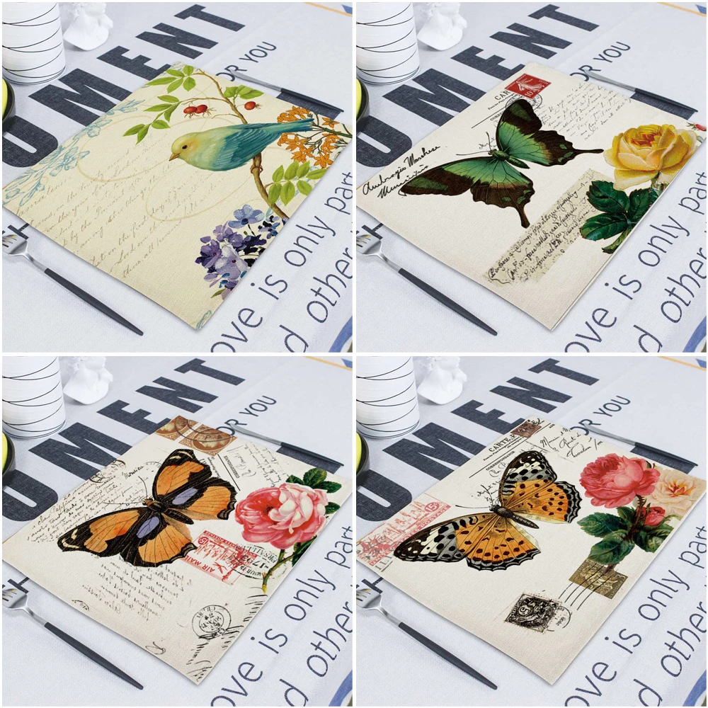 

Bird Table Napkin Linen Wedding Napkins Table Mat Rectangle 100% Linen Napkins Paper Serviettes Fabric For Kitchen Table Towel